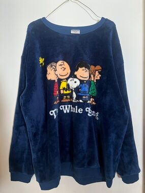 Peanuts Navy Plush 'The Whole Gang' Crewneck Sweatshirt